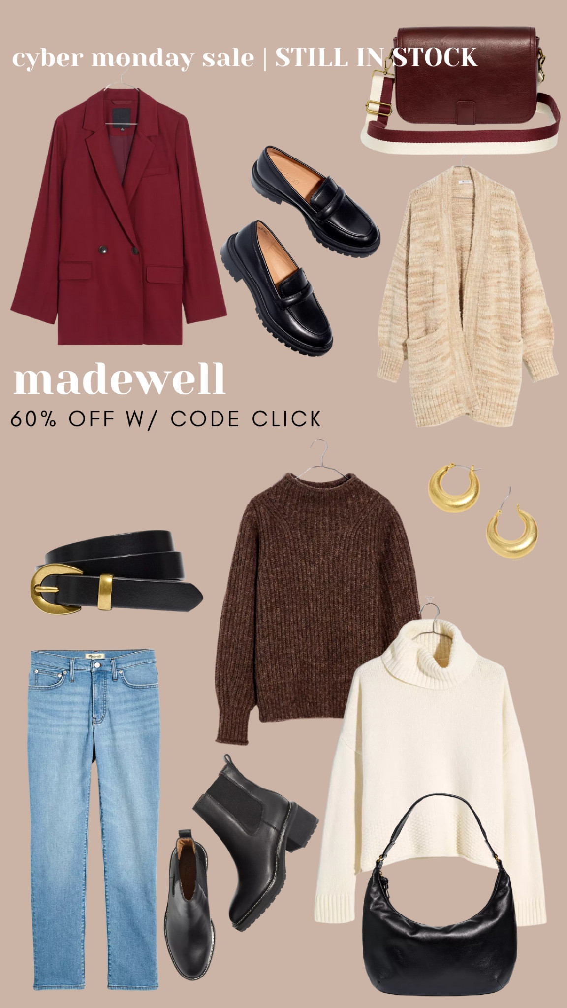 Madewell sale is now 60% off using code CLICK 

These items are all still in stock in majority of sizes 

#LTKCyberweek #LTKunder100 #LTKsalealert