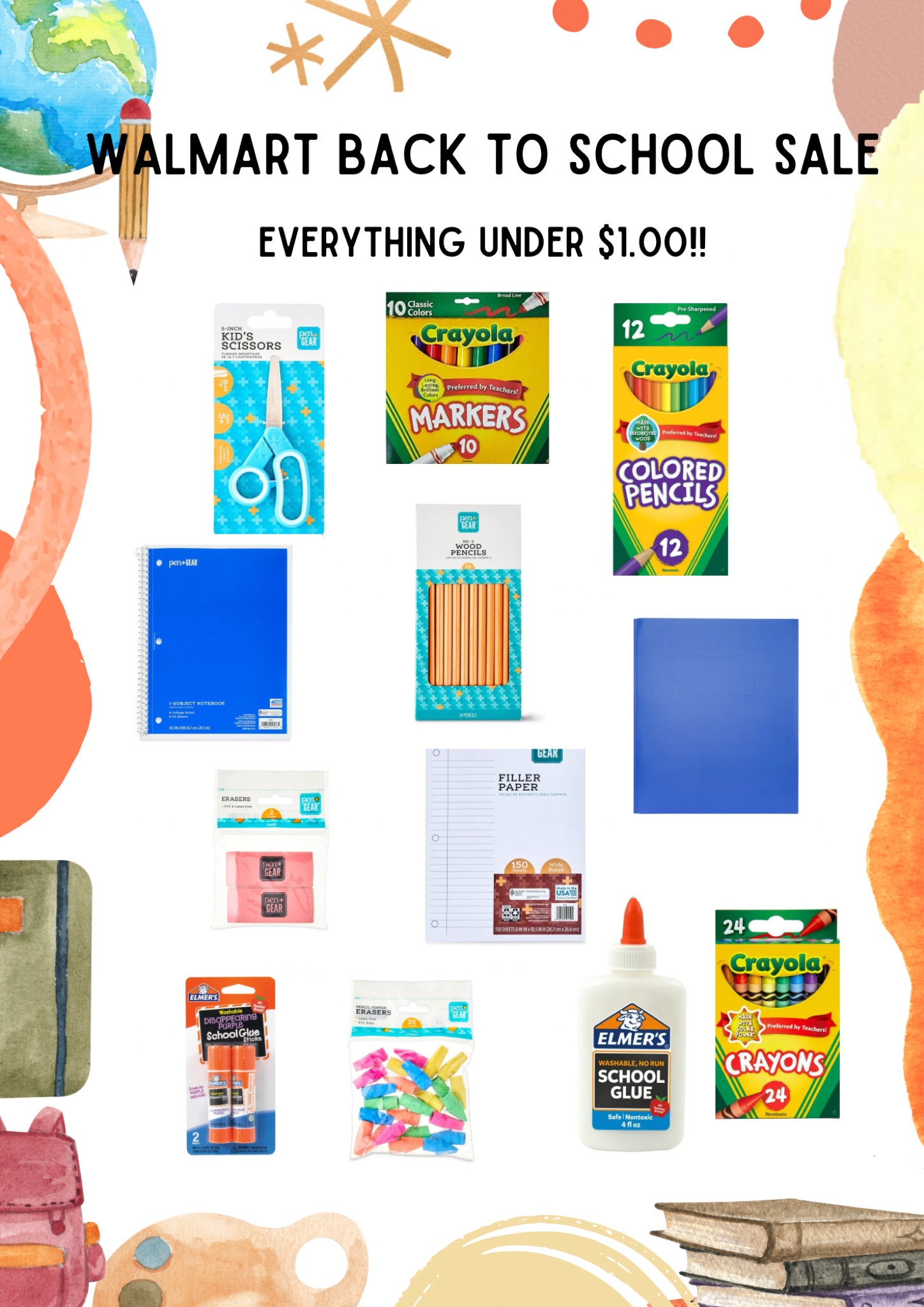 Walmart back to school sale - everything pictured here is under $1.00! Perfect time to stock up! 📚🖍️✏️📓✂️ #walmart

#LTKxNSale #LTKBacktoSchool #LTKFind