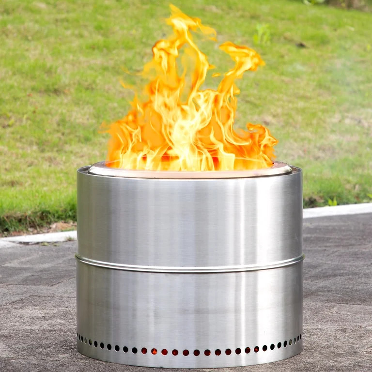 LHRIVER 19.49â Stainless Steel Fire Pit, Wood and Smokeless Burning, Portable Outdoor Firepi... | Walmart (US)