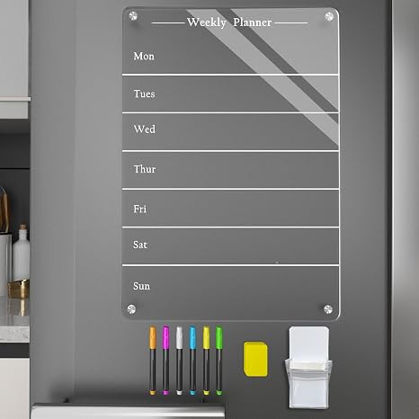 Todkoding 9"x13" Clear Weekly Meal Planner Magnetic Acrylic Board,Acrylic Magnetic Dry Erase Boar... | Amazon (US)