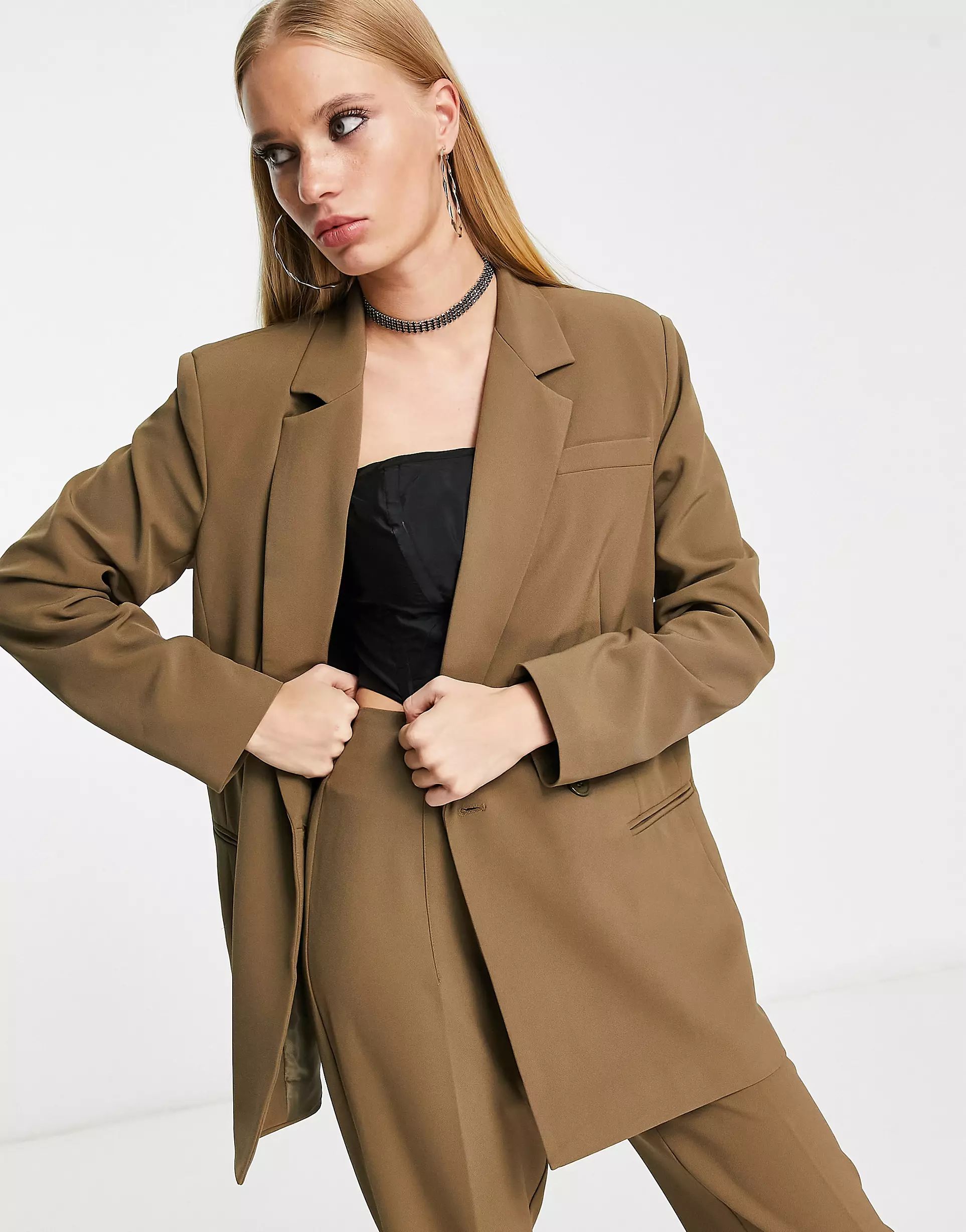 Only tailored blazer in mocha brown - part of a set | ASOS (Global)