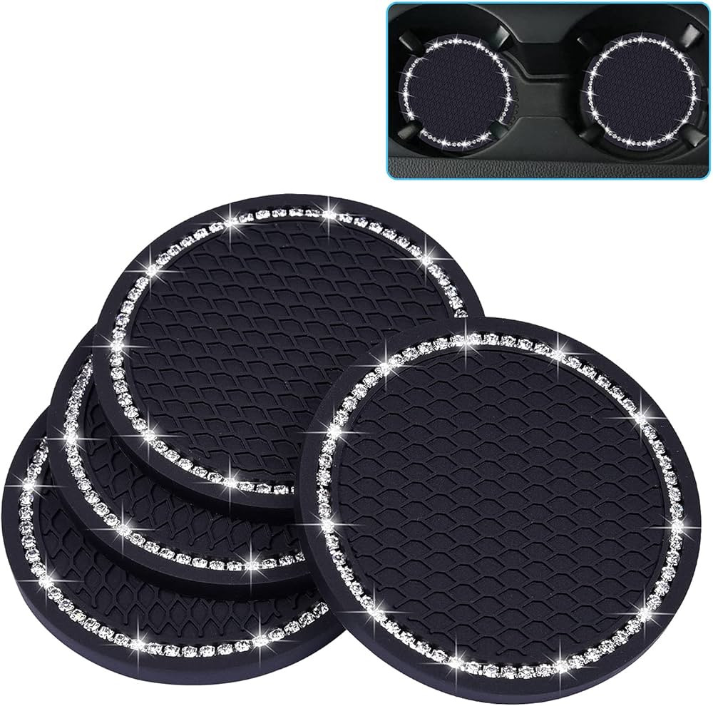 Bling Car Coasters, Wisdompro 4 Pack PVC Car Cup Holder Insert Coaster - Anti Slip Universal Vehi... | Amazon (US)