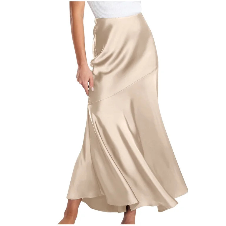 Kaemgyyd Wedding Guest Skirt for Women Silk Elegant High Waist Maxi Skirts Cocktail Party Work Of... | Walmart (US)