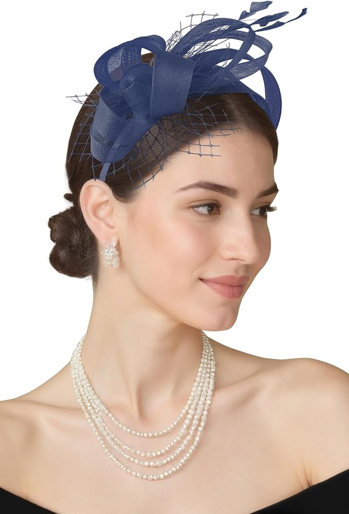 BABEYOND Fascinators Hats for Women - Tea Party Hat Kentucky Elegant Tulle Feather Ribbon Bridal ... | Amazon (US)