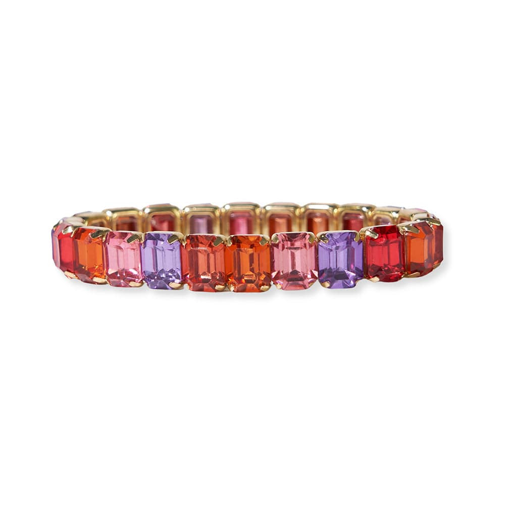 Etta Small Rectangle Stone Stretch Bracelet Coral | INK+ALLOY