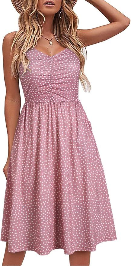 YATHON Casual Dresses for Women Sleeveless Cotton Summer Beach Dress A Line Spaghetti Strap Sundr... | Amazon (US)