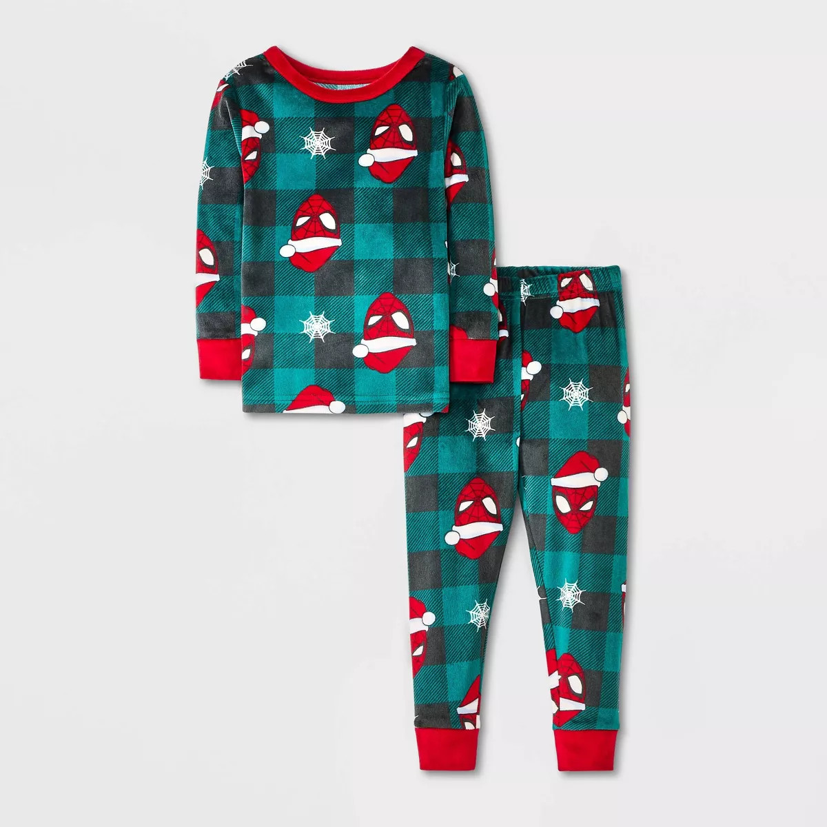 Toddler Boys' 2pc Snuggly Soft Spider-Man Christmas Pajama Set - Green | Target