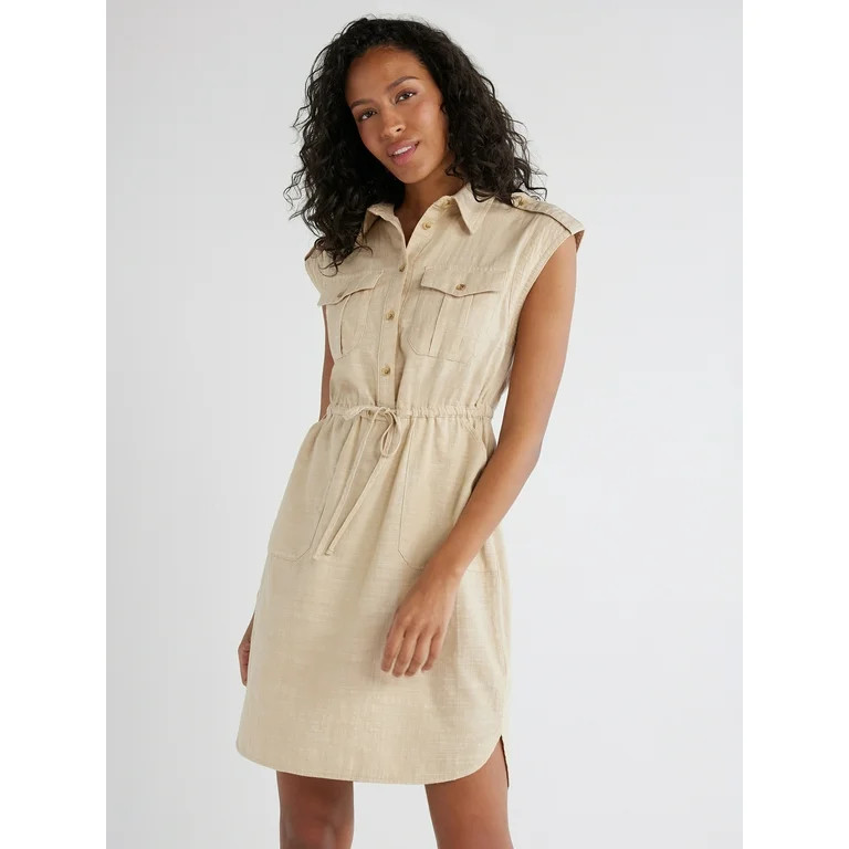 Time and Tru Women's  and Women's Plus Short Sleeve Utility Shirt Dress, Sizes XS-4X | Walmart (US)