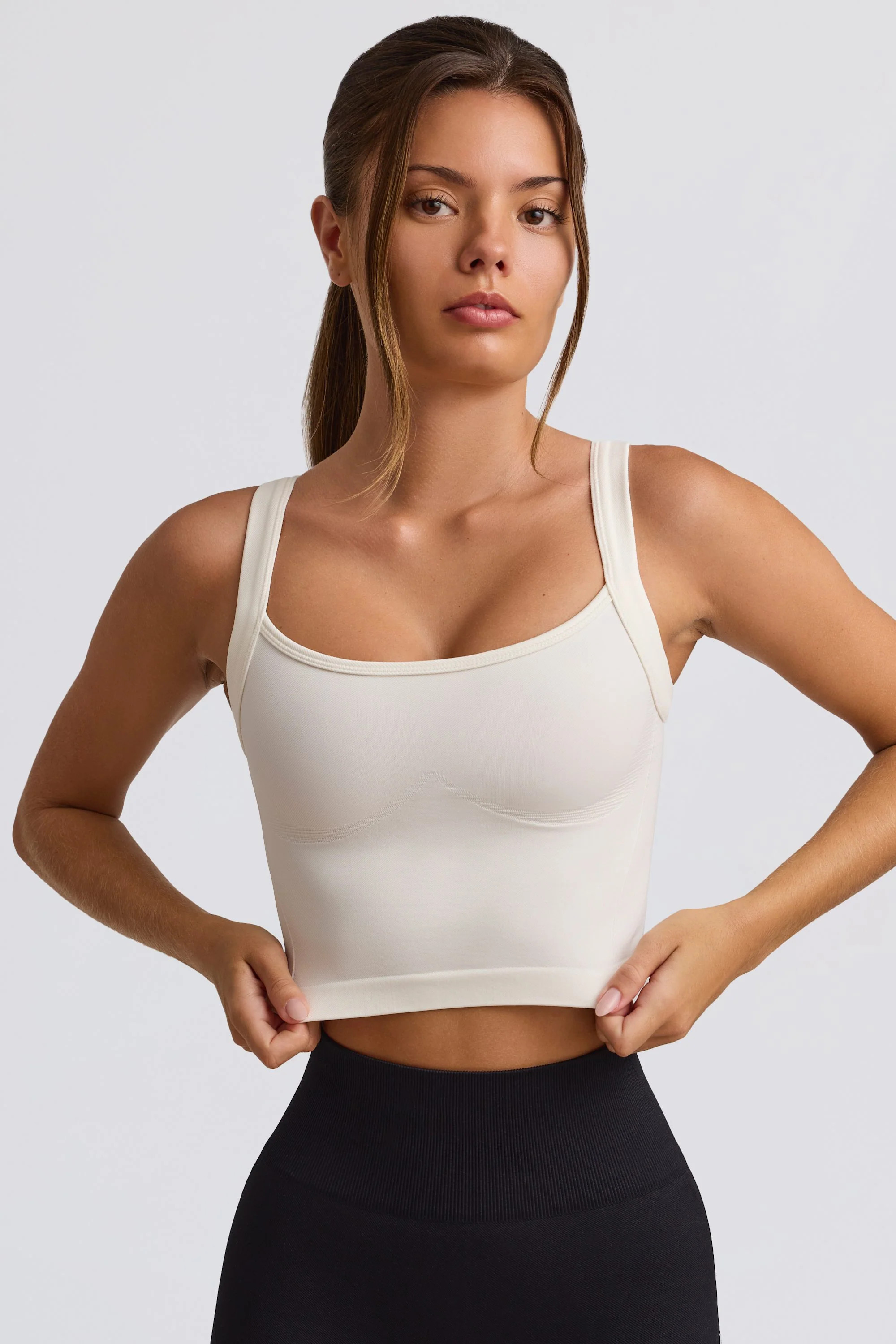 Super Sculpt Seamless Longline Camisole Top in White | Bo+Tee