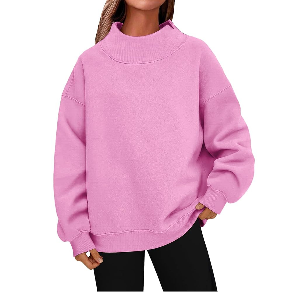 Mock Neck Sweatshirt For Women | Oversized Turtleneck Sweater, Long Sleeve Fleece Pullover Tops, ... | Amazon (US)