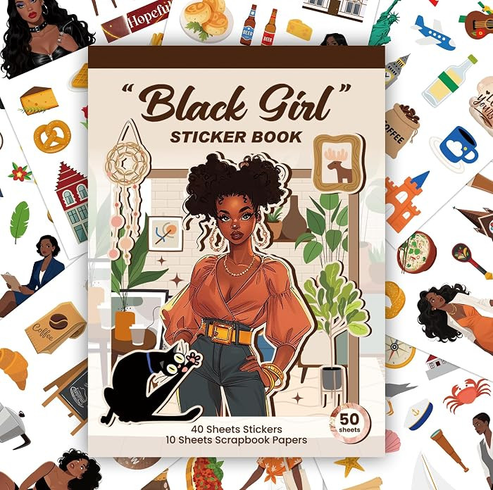 50 Sheets Black Girl Sticker Book for Planners & Journals - Vision Board Supplies, Projects, Lapt... | Amazon (US)