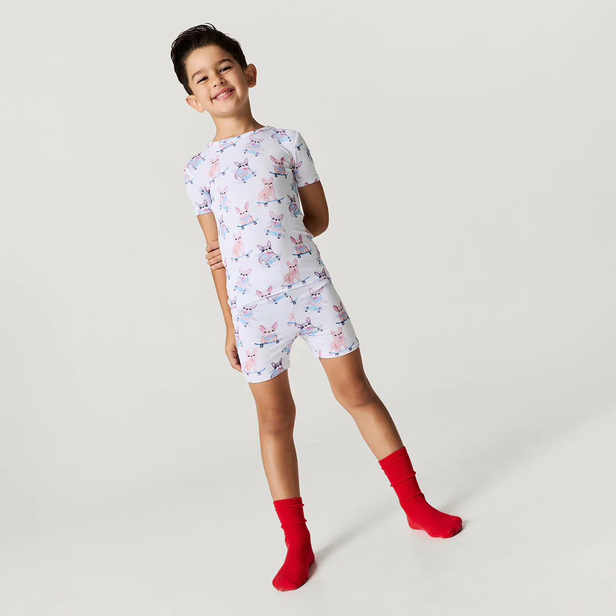 Dog Blue Toddler Short Sleeve Pajamas | Toby | Posh Peanut