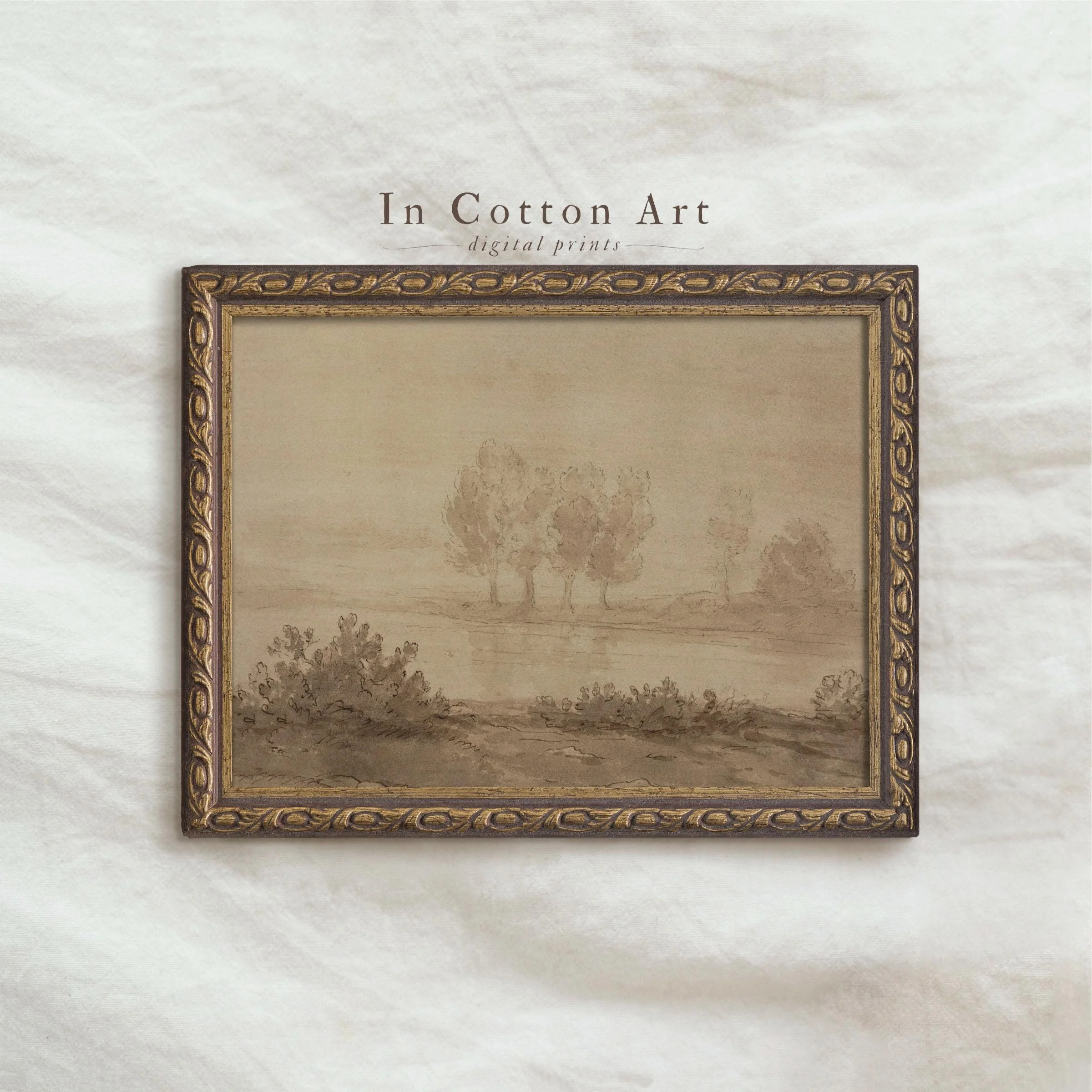 Monochromatic Brown Ink Trees / Vintage Beige Landscape Wall Art For Rustic Home Decor / Warm Neu... | Walmart (US)