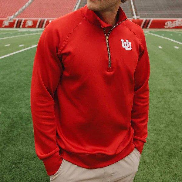 Utah Men's Oxford Zip-Up, Crimson | Albion Fit