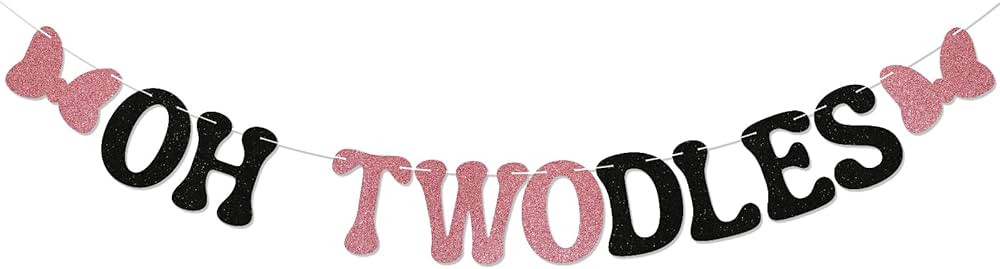 Oh Twodles Banner - Cheer to 2 Years, Happy 2nd Birthday Party Decor for Girls, Cartoon Mouse The... | Amazon (US)