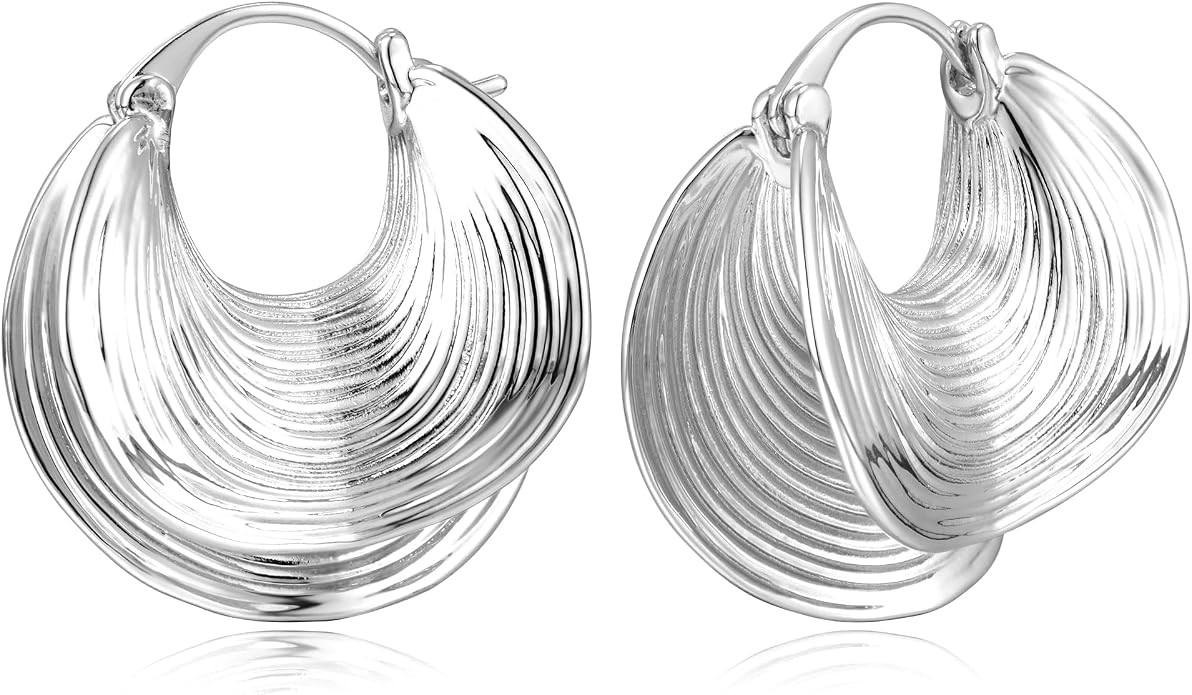 YUJIE Gold Plated Hoop Earrings for Women Brass Earring Chunky Statement Jewelry | Amazon (US)
