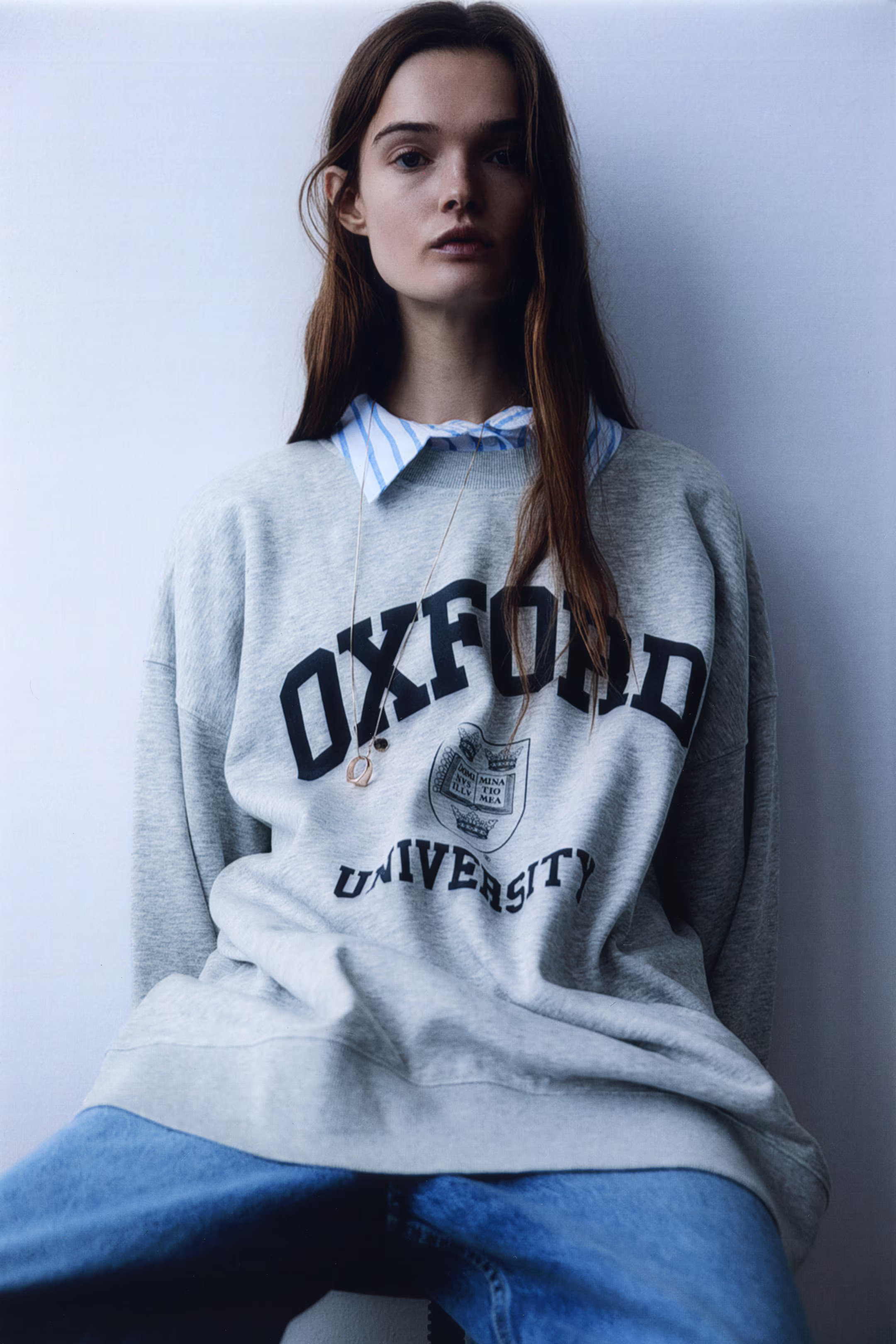 Oversized sweatshirt - Grey marl/Oxford University - Ladies | H&M GB | H&M (UK, MY, IN, SG, PH, TW, HK)