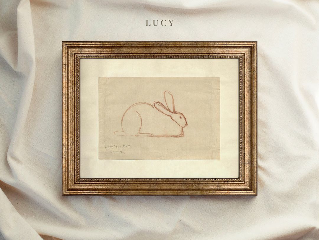 Vintage Art Framed, Rabbit Drawing, Antique Sketch, Vintage Animal Art, Ornate Gold Framed, Vinta... | Etsy ROW