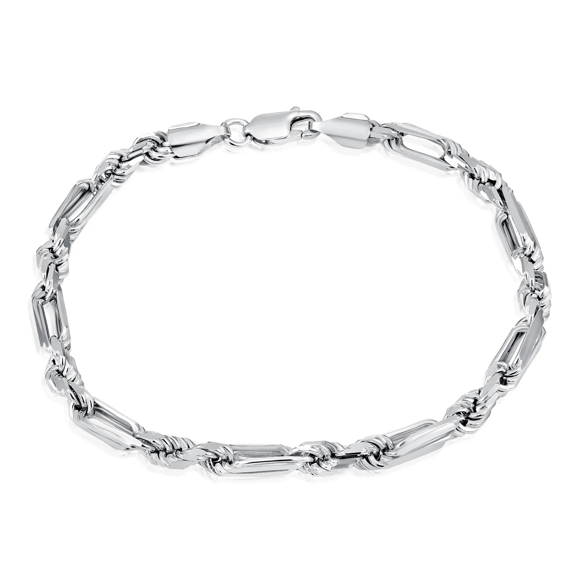 925 Sterling Silver Figarope Milano Italian Bracelet, Twisted Rope Links, SOLID Silver Chain Bracelet, 4.5mm - 6.5mm Thick, Made In Italy | Etsy (Global)