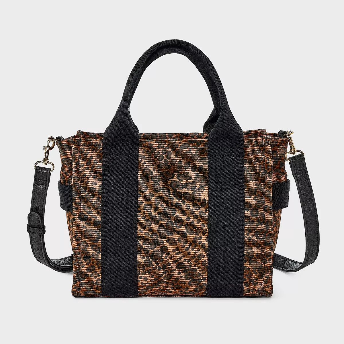 Mini Boxy Leopard Print Tote Handbag - Universal Thread™ Black/Brown | Target