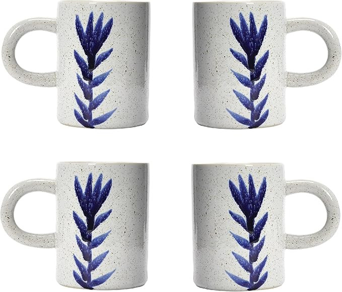 Creative Co-Op Bloomingville Creative Co-Op Hand Painted Stoneware Mug with Flower Design, Antiqu... | Amazon (US)