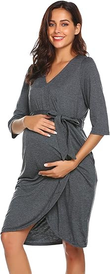 Ekouaer Maternity Robe 3 in 1 Labor Delivery Nursing Gown Hospital Breastfeeding Dress Bathrobes | Amazon (US)