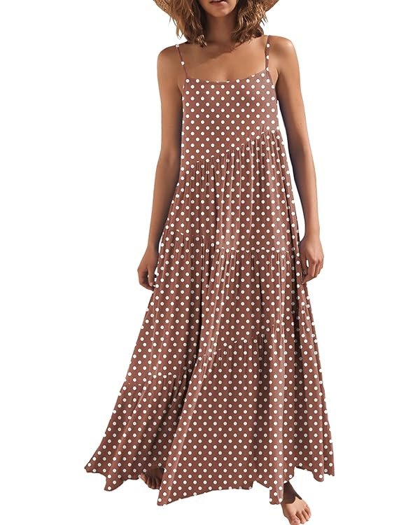 ANRABESS Women Summer Casual Loose Sleeveless Sundress Spaghetti Strap Flowy Boho Linen Beach Vac... | Amazon (US)