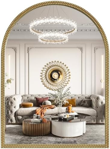 WallBeyond Gold Vintage Mirror for Vanity 22x30 Inch, Gold Antique Mirror with Ornate Beaded Fram... | Amazon (US)