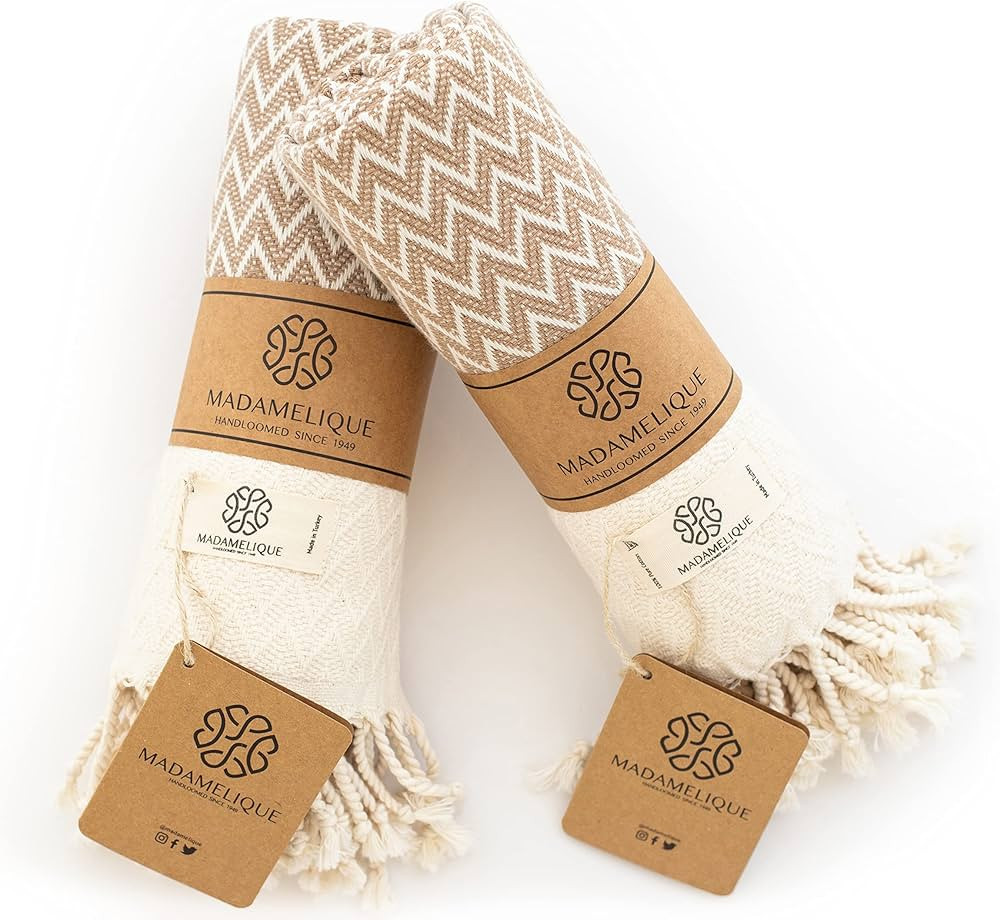 Madamelique Exclusive Hand Towels Set of 2-18 x 40 Inches - Decorative Bathroom Peshtemal Towel f... | Amazon (US)