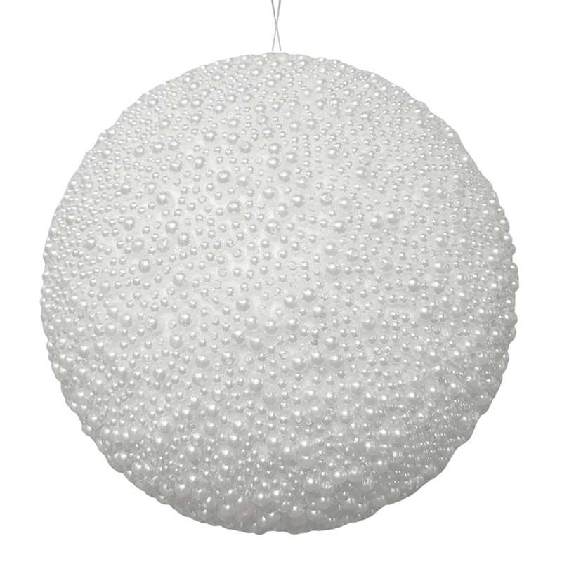 Providence Silver White with Pearls Ball Ornament, 9" | At Home