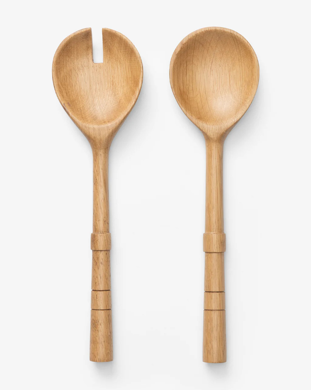 Notched Oak Wood Salad Servers | McGee & Co.