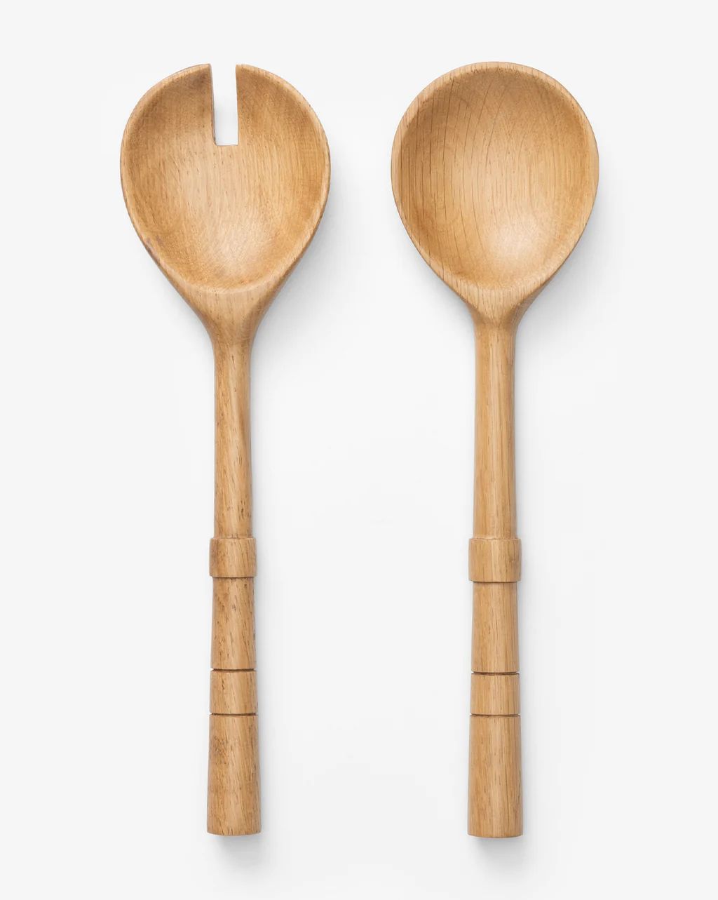 Notched Oak Wood Salad Servers | McGee & Co.