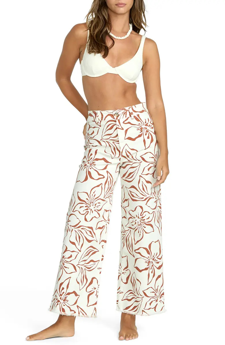 Free fall Print Wide Leg Twill Pants | Nordstrom