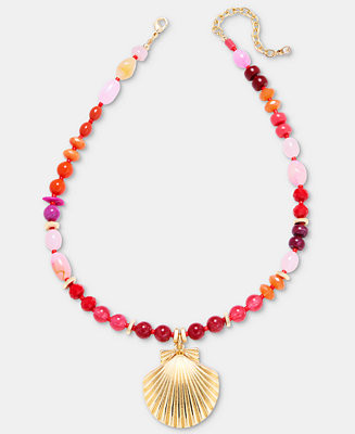 Beaded Shell Pendant Necklace, 16" + 2" extender, Macy's Exclusive | Macy's