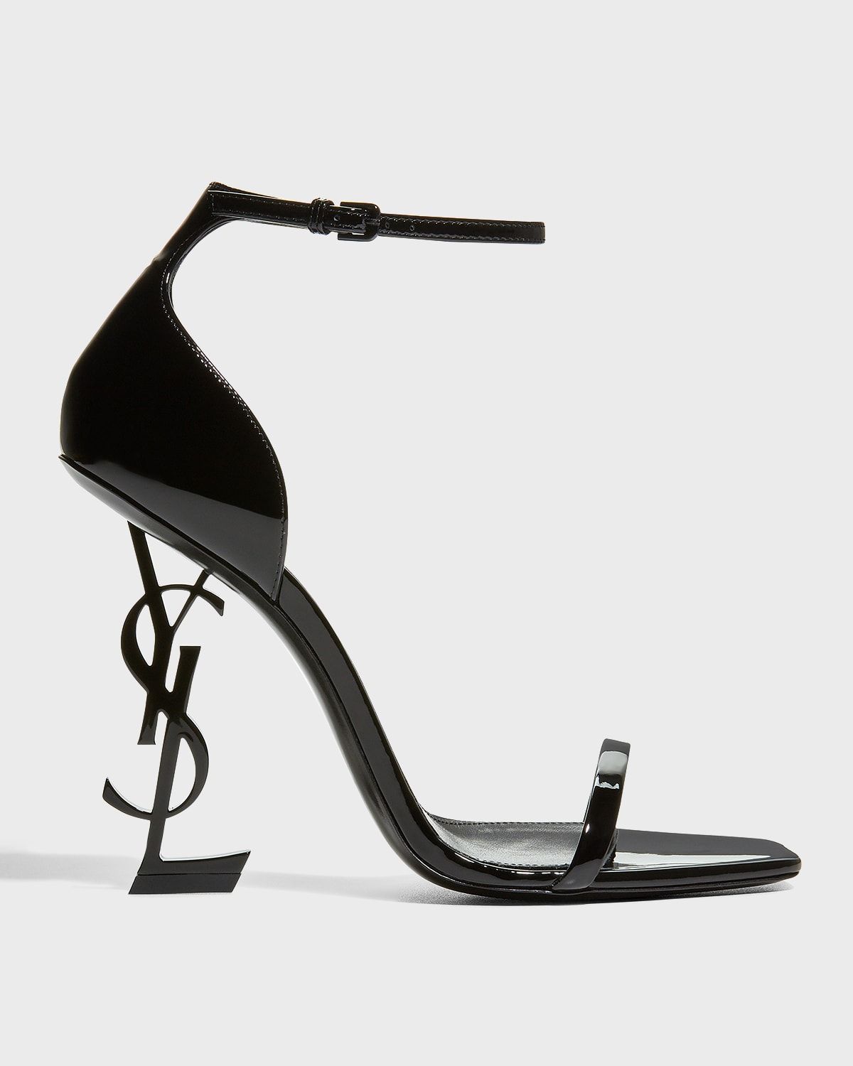 Opyum YSL Logo-Heel Sandals with Black Hardware | Neiman Marcus