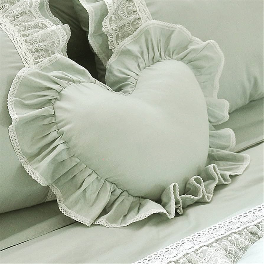 LELVA Solid Color Ruffle Design Detachable Decoration Pillow Heart Throw Pillow Sham Cushion Bed ... | Amazon (US)
