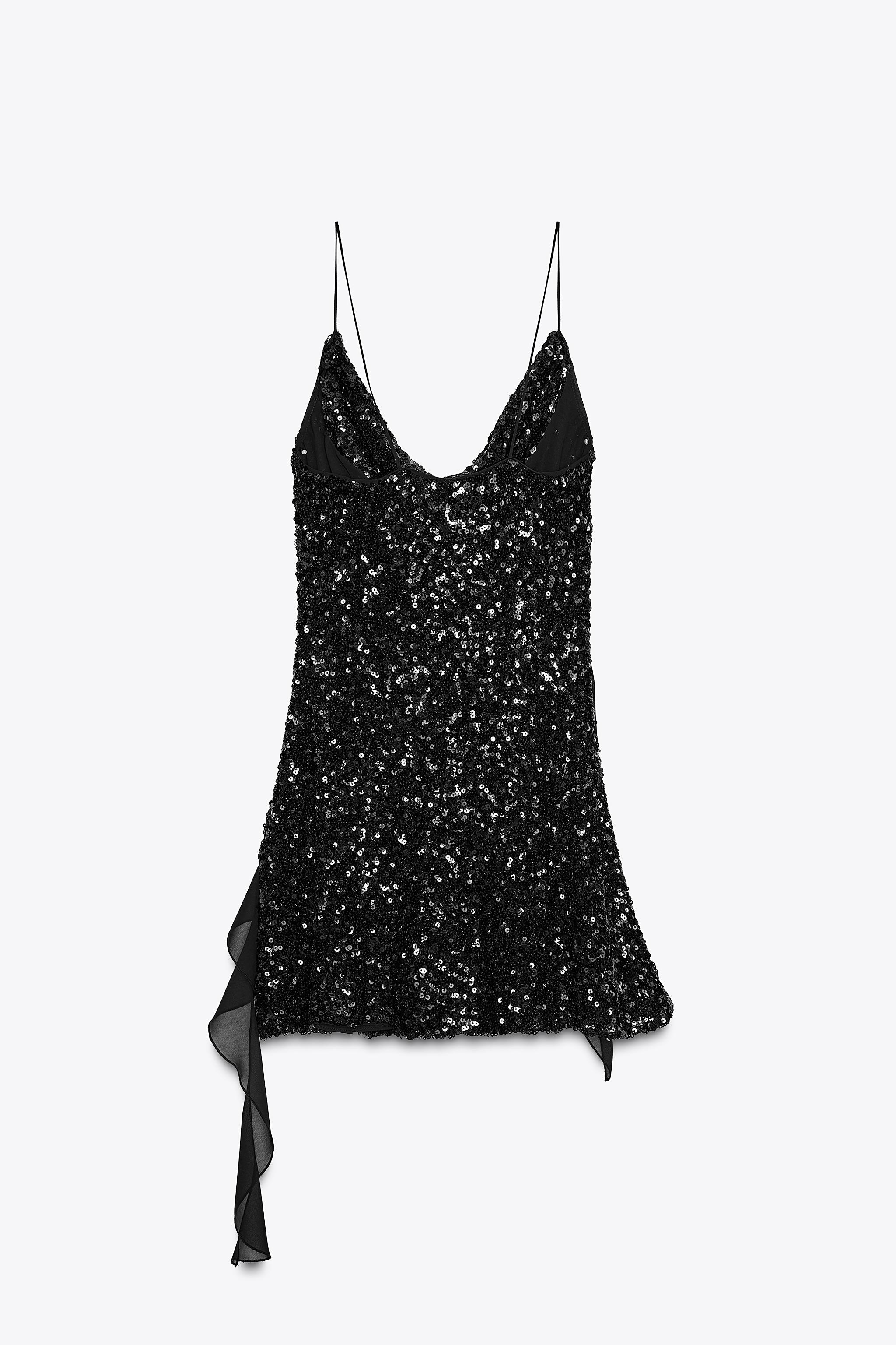 SEQUINNED RUFFLE MINI DRESS | Zara UK