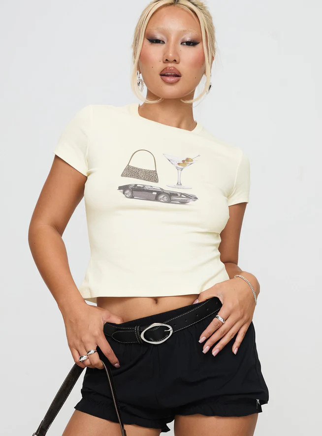 Marseille Manners Graphic Top Cream | Princess Polly US