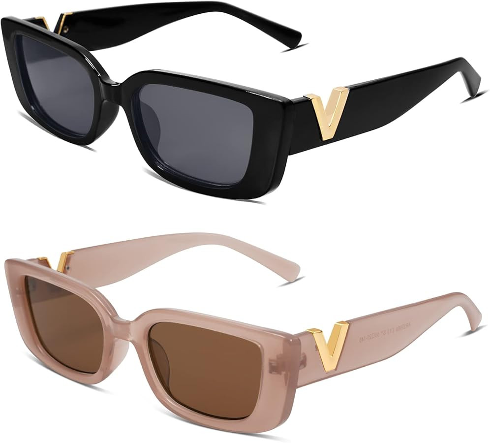 Allarallvr Rectangle Sunglasses for Women 90s Retro Trendy Y2K Classical Vintage Square Shades AR... | Amazon (US)