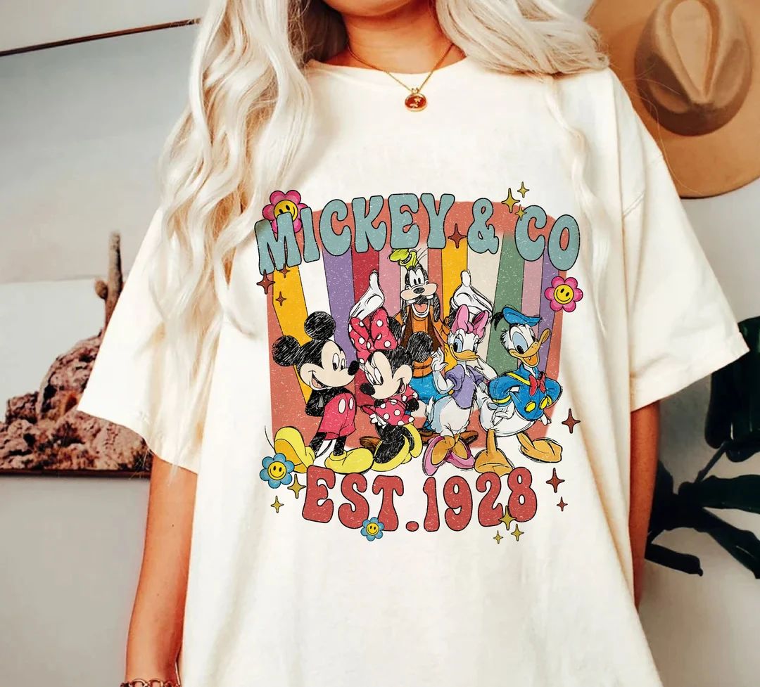 Vintage Mickey & Co EST 1928 Shirt, Mickey Retro Shirt, Retro Mickey And Friends Shirt, Disney Fa... | Etsy (US)