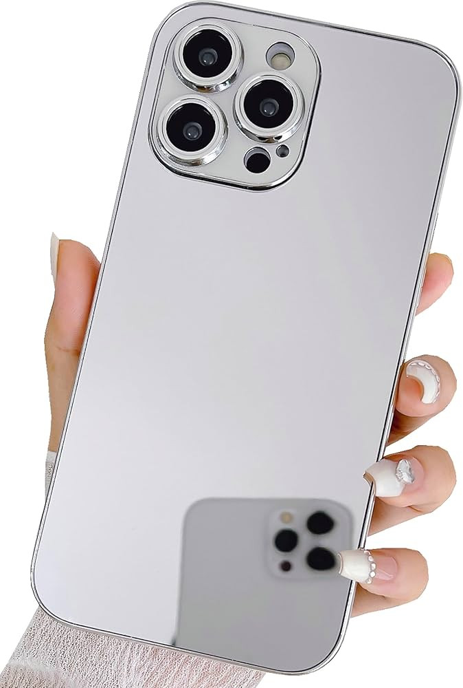 JANDM for iPhone 15 Pro Mirror Case, Glossy Hard Mirror Silver Plating Cute Women Girls Makeup Mi... | Amazon (US)