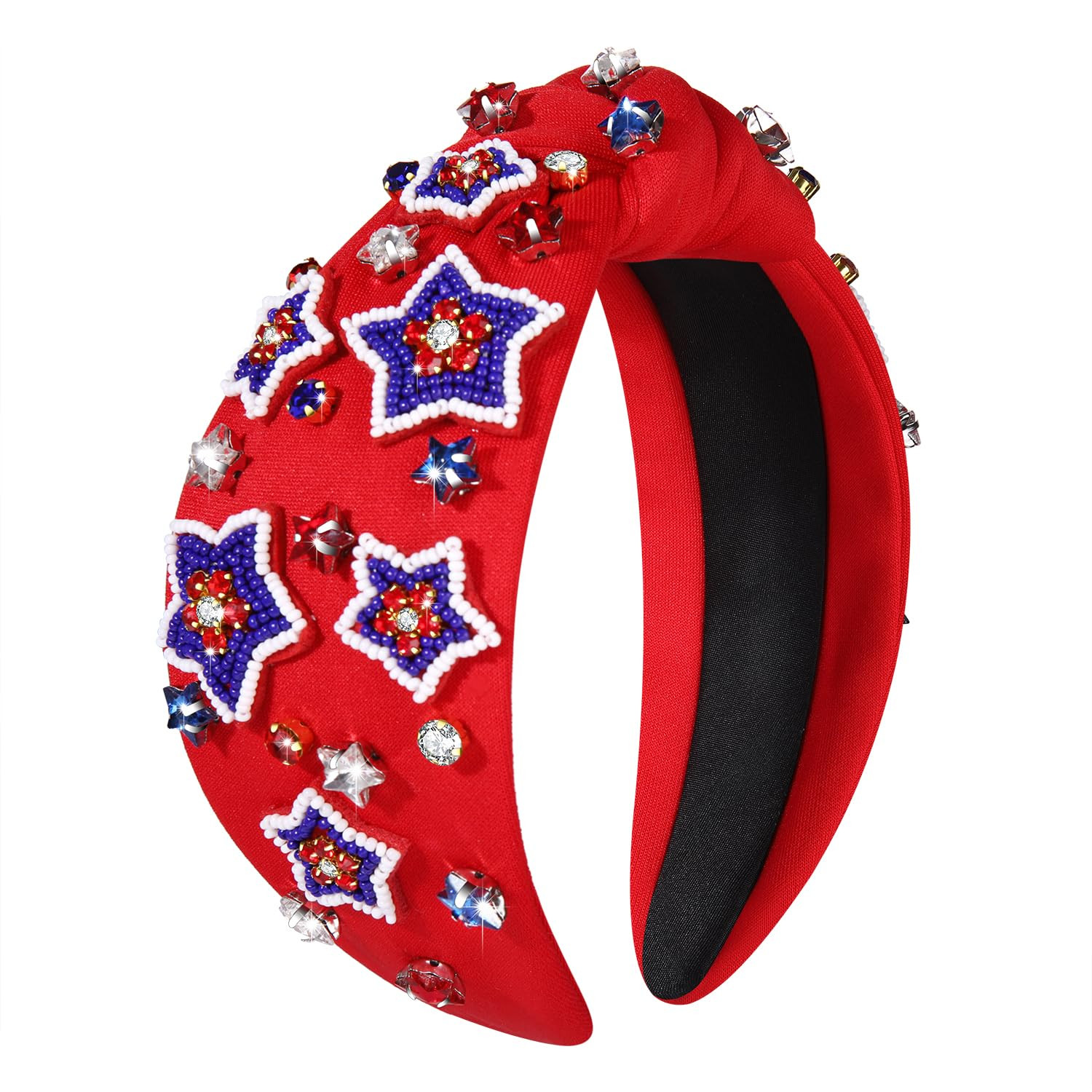 American 4th Of July Headband Women USA Star Rhinestone Jeweled Knotted Headband Fo... | Amazon (US)