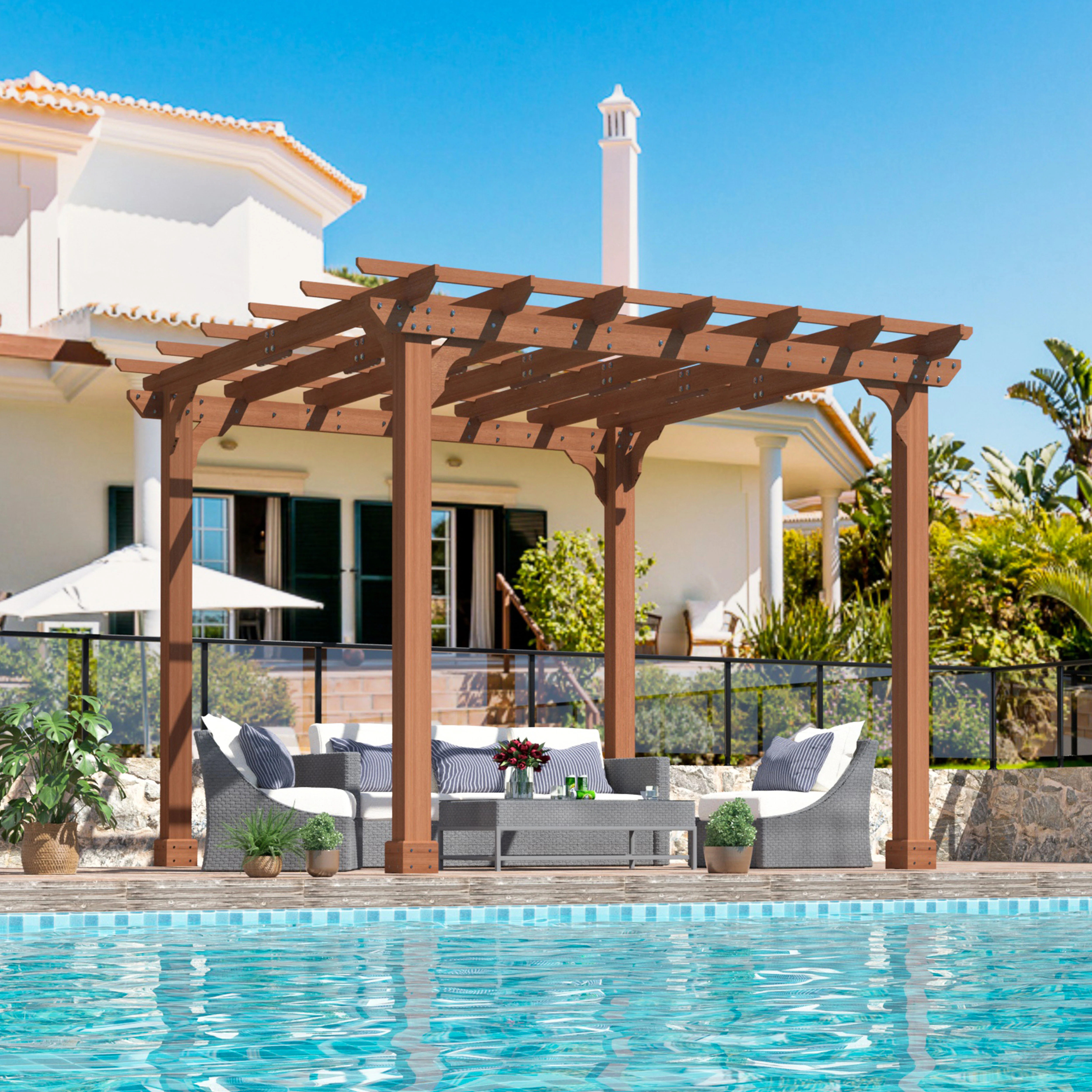 Solid Wood Pergola 10x10Ft | Wayfair North America