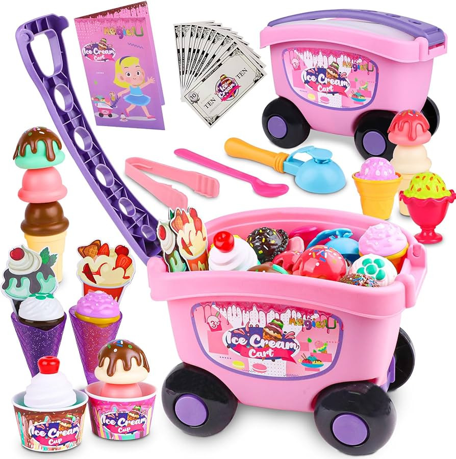 Magic4U - Carro de helados de juguete para ni\u00f1os, juego de simulaci\u00f3n de tienda de hela... | Amazon (US)