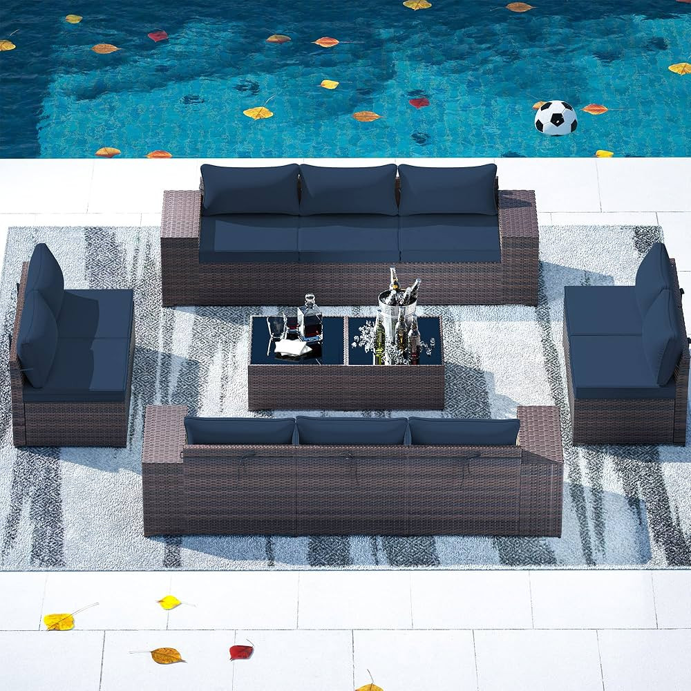 Gotland Outdoor Patio Furniture Sets 12 Piece Patio Sectional Furniture All-Weather Outdoor Patio... | Amazon (US)