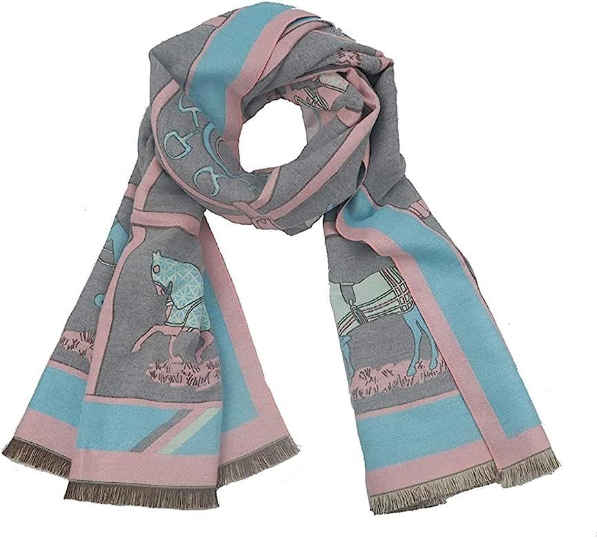 Women fashion Blanket Scarf for Winter Outdoor and Shawl Wrap Indoor Dressing -Horse Scarf 1 Seri... | Amazon (US)