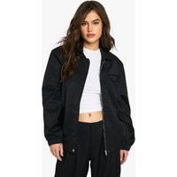 Womens Tailored Oversized Bomber - Black - 4 | boohoo (US & Canada)