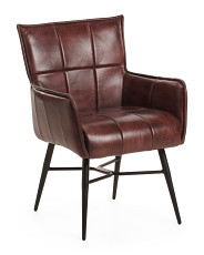 Leather Lucca Accent Chair With Iron Legs | Marshalls