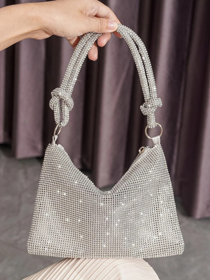 Light Luxury Glitter Waterproof,Lightweight,Portable,Classic,Casual 1pc Silver Clutch Bag Decorat... | SHEIN