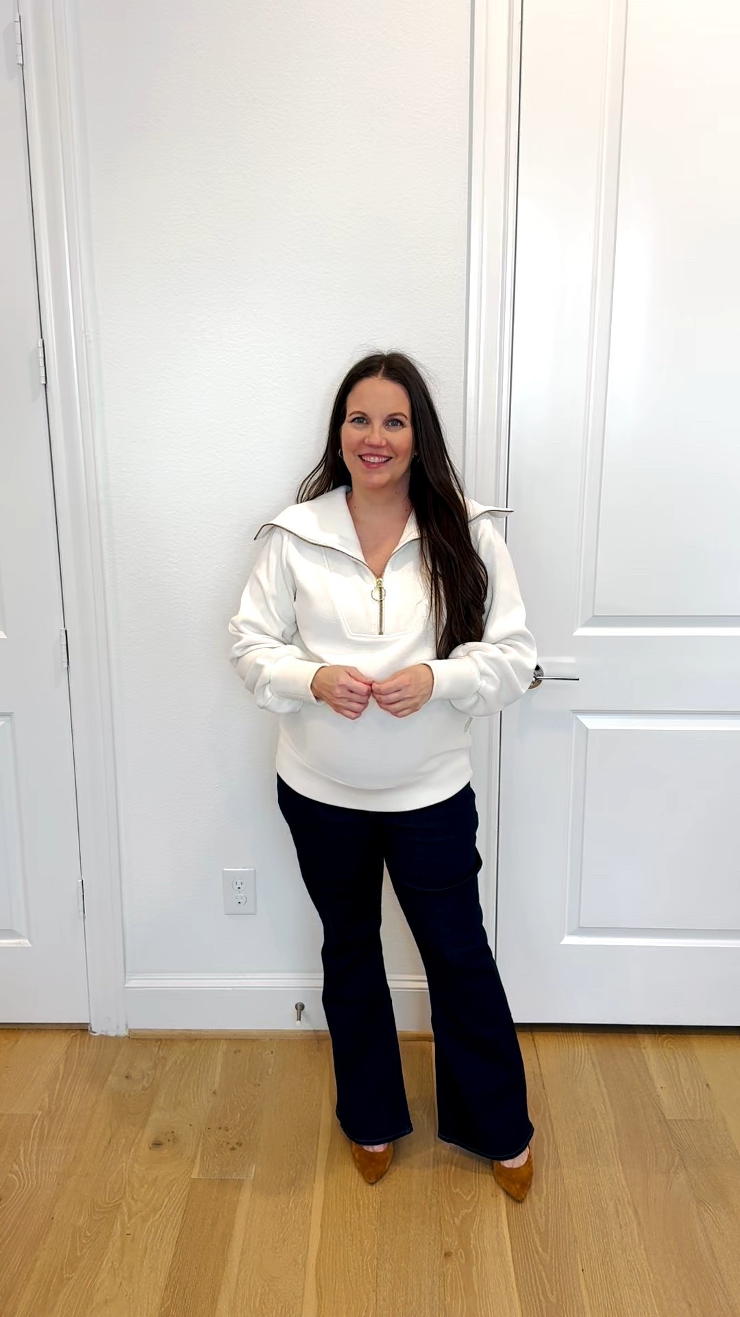 If you’re looking for a polished winter outfit that’s bump-friendly and elevated, this one is perfection. I styled an ivory half-zip pullover sweater with dark blue bootcut jeans—and these truly are the best over-the-belly maternity jeans. They’re supportive, smooth under sweaters, and so flattering with a growing bump.

I love pairing this look with brown heels for a dressier vibe, making it one of my favorite maternity outfits for the season. It’s comfortable enough for everyday wear, but it also doubles as a chic winter outfit you can dress up for dinner plans, gatherings, or even a simple holiday outfit idea when you want something minimal and classic.

Everything is linked below so you can recreate this easy, elevated look!


#LTKSeasonal #LTKBump #LTKHoliday